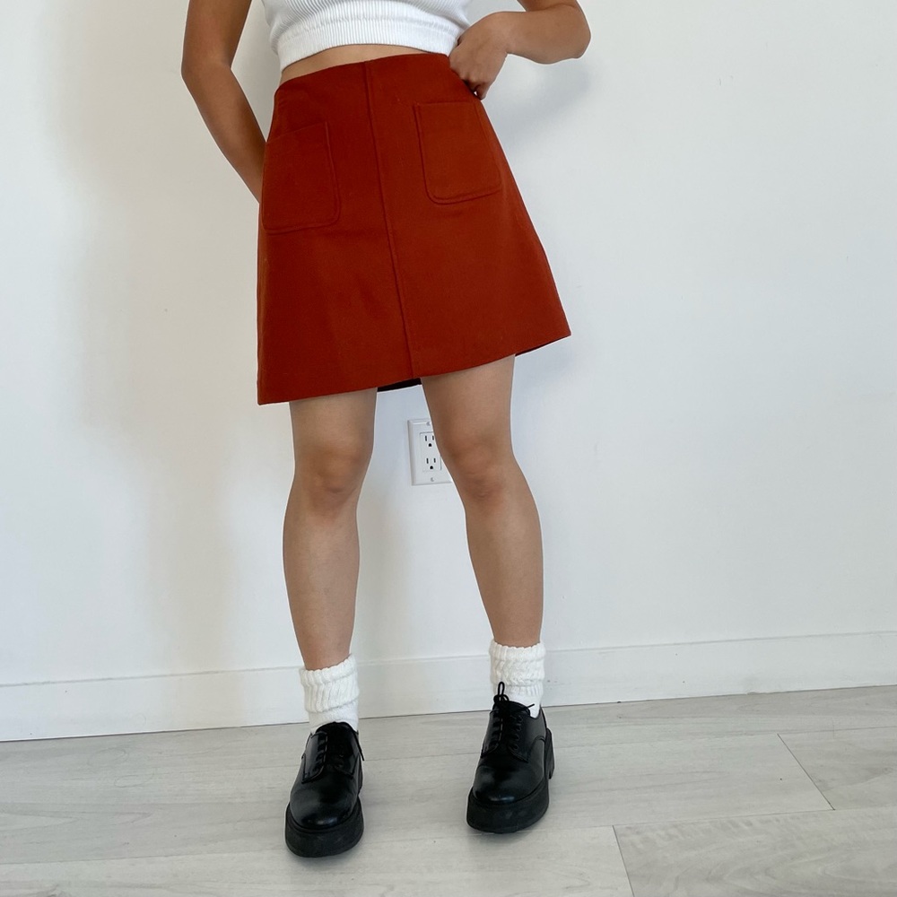 Rust Orange A-Line Mid-Length Skirt